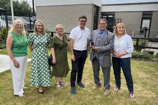 From left: Coun Susan Gambles, Jo Platt MP, Coun Yvonne Klieve, GM mayor Andy Burnham, Martin Blackburn, and Coun Gena Merrett
