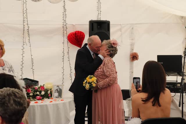 Rita and Jim residents at Worthington Lake renewing their vows