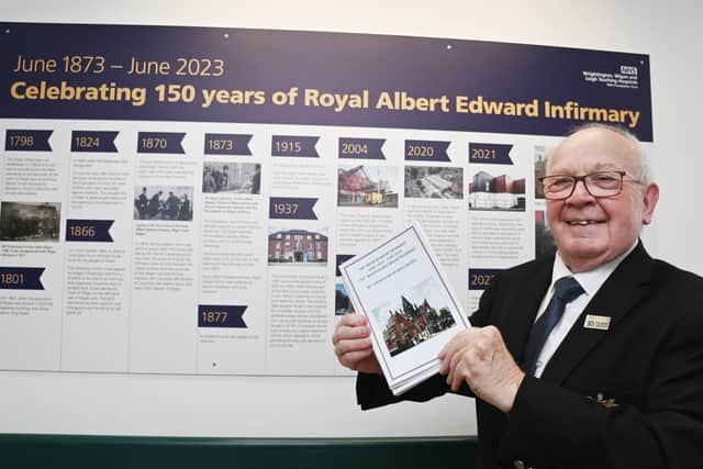 Coun George Davies, who worked at Wigan Infirmary for 36 years, has created a booklet for its 150th anniversary and commissioned a mural about its history