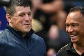 Current Wigan Warriors head coach Matt Peet and his predecessor Adrian Lam - now Leigh Leopards head coach