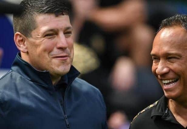 Current Wigan Warriors head coach Matt Peet and his predecessor Adrian Lam - now Leigh Leopards head coach