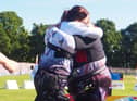 Helen and Kim embrace (credit Archery GB)