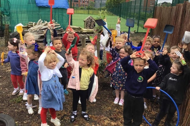 Pre-school children at Lamberhead Green Headstart Nursery planted a tree for the Queen's Platinum Jubilee.