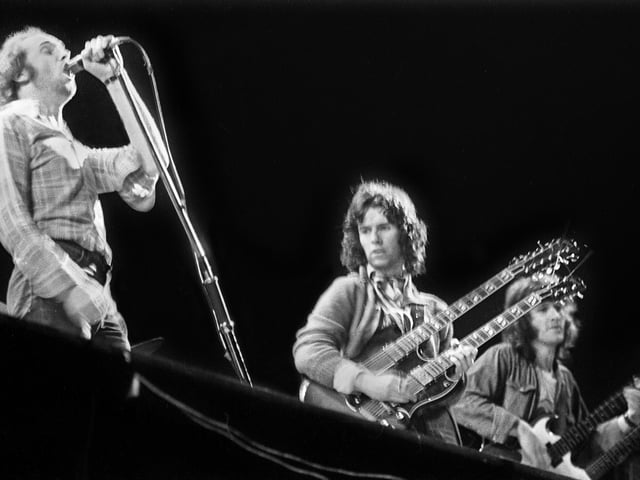 English rock band "Family" on stage at Bickershaw Festival in 1972.