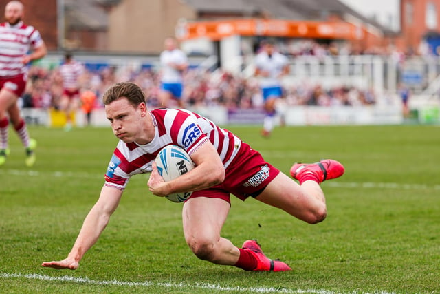 Jai Field went over for Wigan's first try in a tight first half against Wakefield, when the two sides last met at Belle Vue, in the quarter-finals of the Challenge Cup.