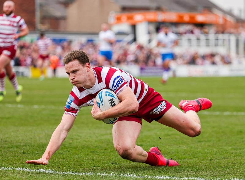 Jai Field went over for Wigan's first try in a tight first half against Wakefield, when the two sides last met at Belle Vue, in the quarter-finals of the Challenge Cup.