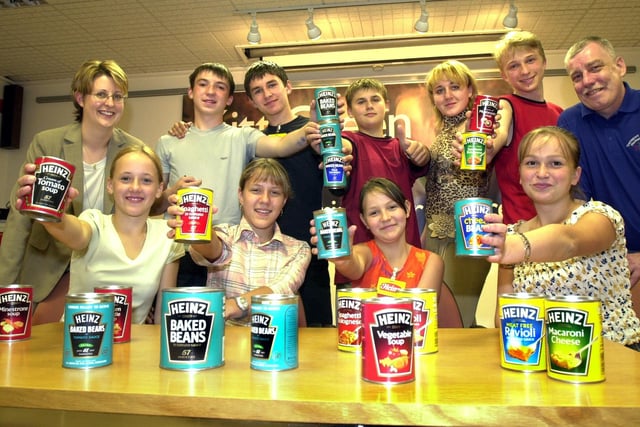 A group of Ukranian school children visit Heinz factory Kitt Green Wigan 2002
