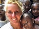 Teacher Kate Penarski with children in The Gambia