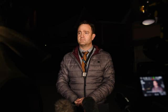 Greater Manchester Police Wigan Superintendent Alan Clitherow speaks to members of the press, at the scene of a Police incident where a body was found on Kilburn Drive, Shevington.