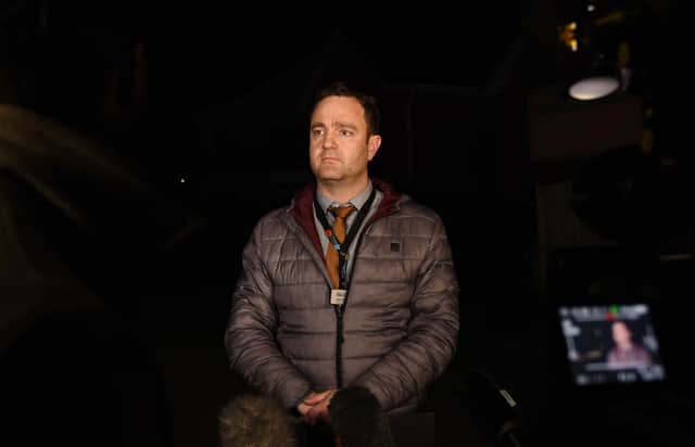 Greater Manchester Police Wigan Superintendent Alan Clitherow speaks to members of the press, at the scene of a Police incident where a body was found on Kilburn Drive, Shevington.