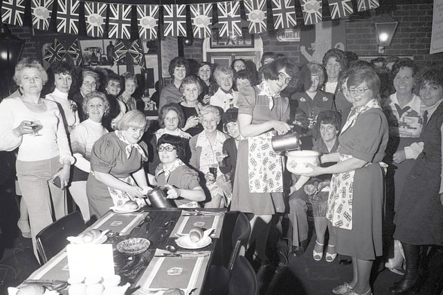Retro 1970s - Queen's silver jubilee street party at the Turnkey restaurant in Wigan