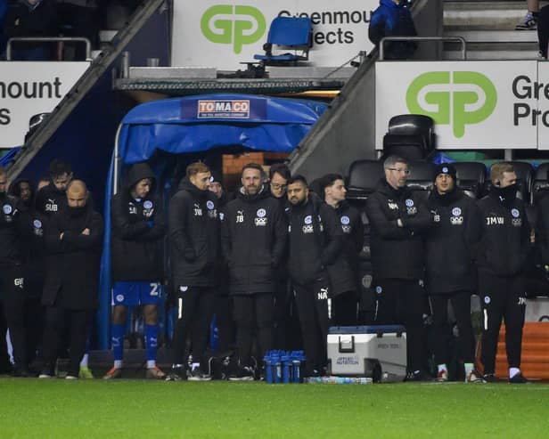 The Latics bench watches on during the penalty shoot-out against Nottingham Forest Under-21s in midweek
