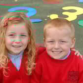Twins Darcey and Finley, of Mrs Huyton's Reception Class at St Benedict's Catholic Primary School, Hindley.