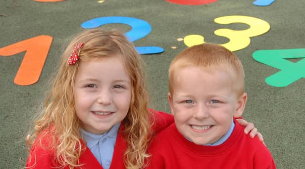 Twins Darcey and Finley, of Mrs Huyton's Reception Class at St Benedict's Catholic Primary School, Hindley.