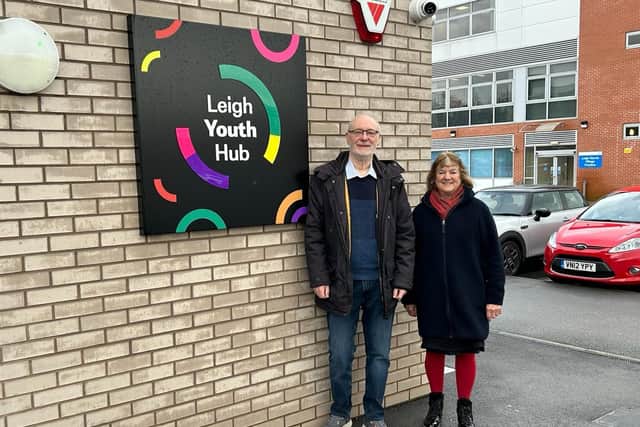 Coun Keith Cunliffe and Coun Jenny Bullen at Leigh Youth Hub