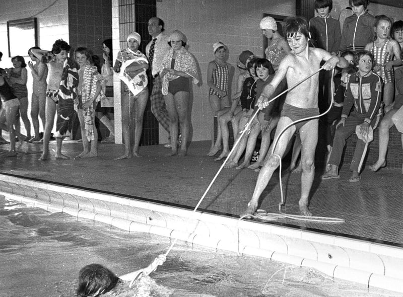 RETRO 1978 Wigan schools' life saving awards event at Hindley swimming pool