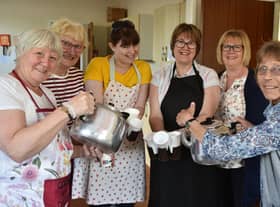 Tea ladies serve up a brew at the artisan market.