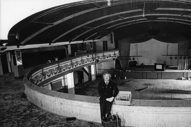 Northern Soul DJ Russ Winstanley in Wigan Casino just prior to demolition in 1982.