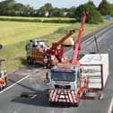 A lorry carrying diesel overturned on the M6 northbound between Preston and Lancaster