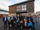 The Leader of Wigan Council, council chief exec Alison McKenzie-Folan, Deputy Mayor Kevin Anderson, Councillors, staff and guests at the hub