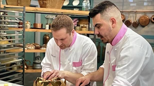 Andrew and Raf prepare their showpiece 1920s dessert banquet
