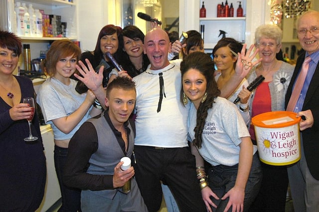 Million Hair, on Kenyon Road, Wigan, with  Kevin Boyd and his staff as they hold a 24 -hour non-stop hairdressing spectacular to celebrate the salon's 10th anniversary