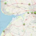 The interactive map showing locations of the weed in Lancashire