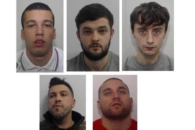 Jacob Smith top right, and Craig Walker and Ian Wharmby, on the bottom row, with Dominic Hughes and Aaron Gray, who were also jailed
