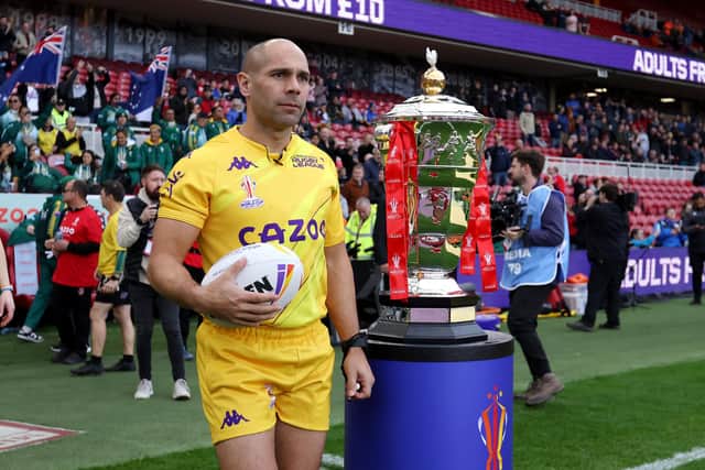 Ashley Klein has enjoyed being back in England for the World Cup (Photo by George Wood/Getty Images for RLWC)