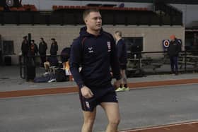Morgan Smithies during an England training session at Robin Park