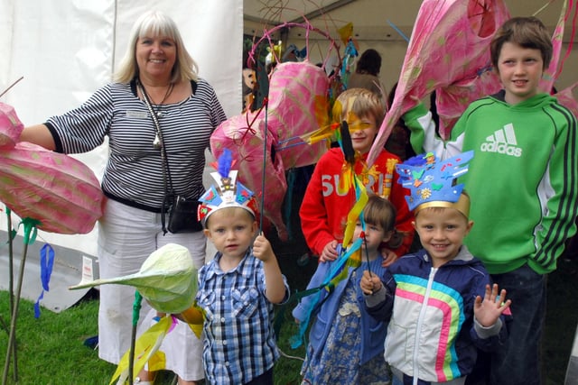 Wigan's annual WOW Festival staged at Alexandra Park in Newtown Wigan
Vicky Wilson community artist pictured with her creations helped by local youngsters.