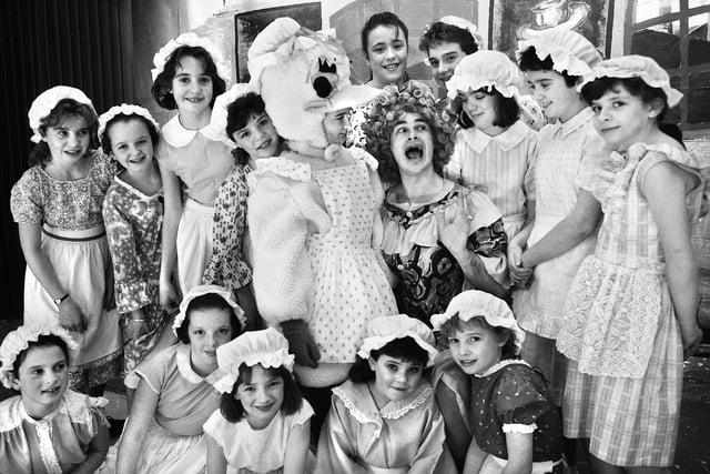 A beak performance from Mother Goose and friends ready for a cracking pantomime show from St. Michael's ADS, Swinley, on Wednesday 11th of January 1989.