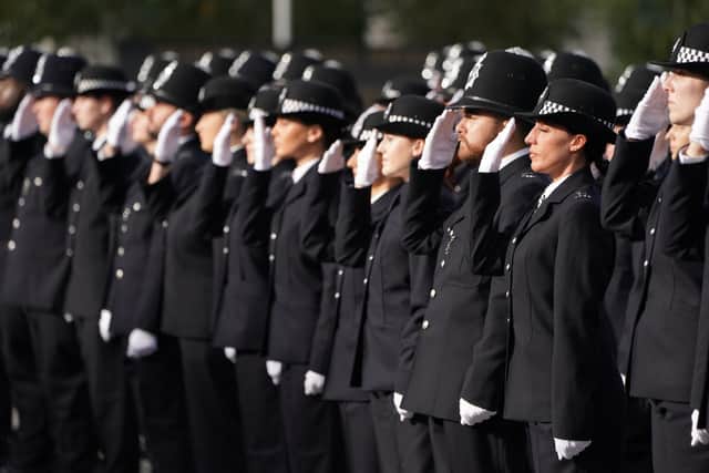 The total number of police officers across England and Wales has fallen
