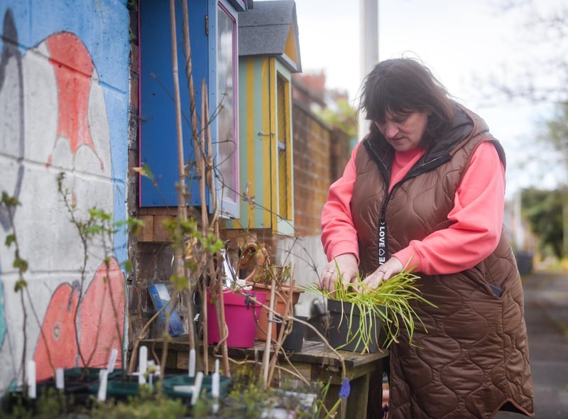 A group of residents have created a community garden in their alleyway called Strawberry Gardens. Pictured is Wendy Sweeney.