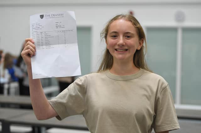 GCSE results day at The Deanery. Year 11 pupil, Ester Hattingh.