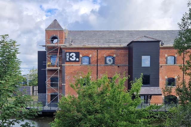 A gaping hole where the famous Wigan Pier clock sat until a few days ago