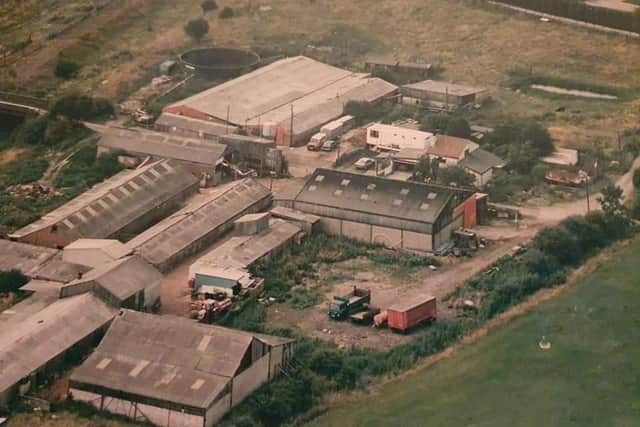 An aerial shot of Haven Lea Farm in the 1980s