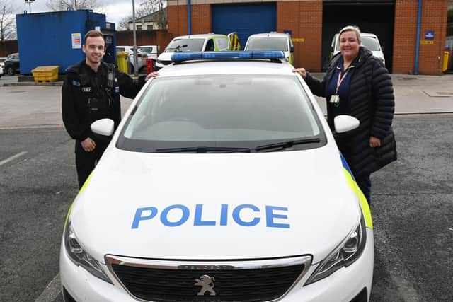 Pc Tom Stanford and senior nurse practitioner Natalie Marland set off from Wigan police station