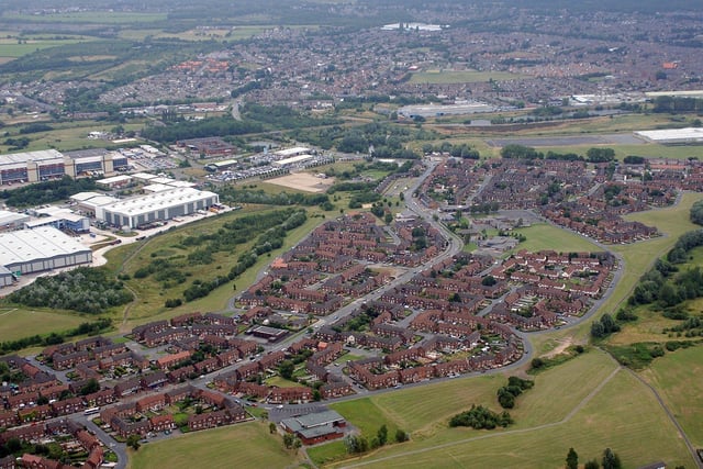 Marsh Green with Martland Park, including JJB Sports headquarters, on the left.