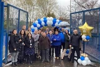 Pupils and staff at St Mark’s CE Primary School celebrate after receiving a good rating from Ofsted