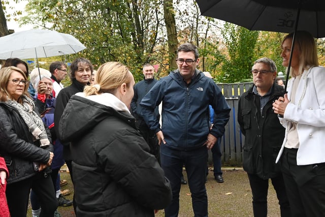 The Mayor of Greater Manchester Andy Burnham meets staff, volunteers, trainees and local businesses who helped with the new project.