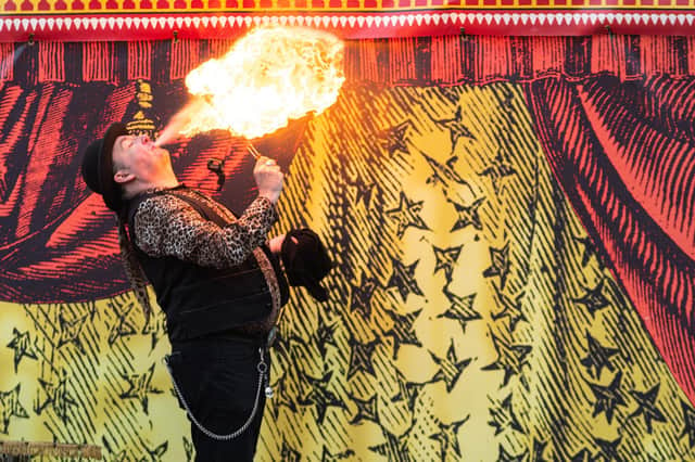 Dr Diablo performs with fire