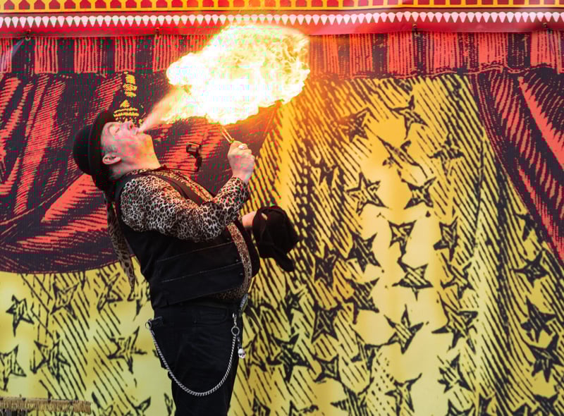 Dr Diablo performs with fire