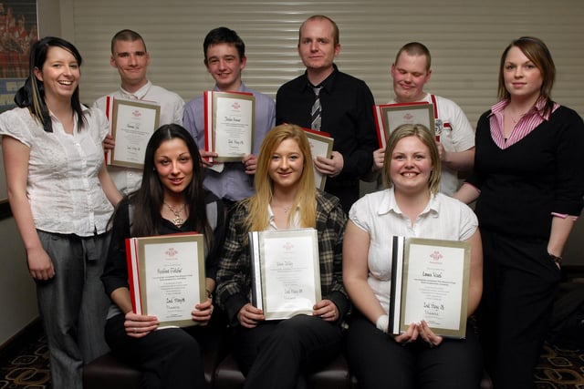 The latest Princes Trust team were presented with their certifictaes at the JJB Stadium.  They are: (back) Maria Phizacklea, Tom Gill, Jordan Rimmer, Daniel Darby, Carl Gaskell, Jane Jackson, (front), Roshine Fletcher, Lisa Jolley and Laura Ward.