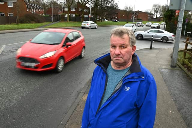 Local resident William Jones is concerned about traffic and speeding vehicles from junction of Morris Street and Greenough Street, Scholes, Wigan.