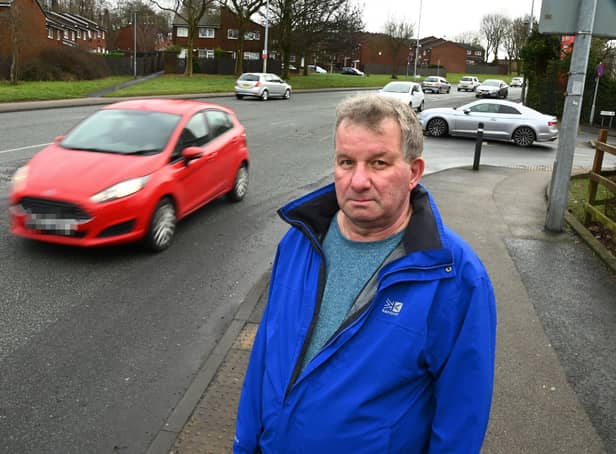 Local resident William Jones is concerned about traffic and speeding vehicles from junction of Morris Street and Greenough Street, Scholes, Wigan.