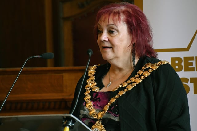 The Mayor of Wigan Coun Debbie Parkinson speaks at the event.