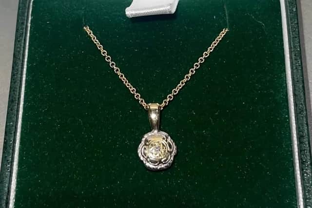 An image of the necklace and ring that was lost in Wigan town centre