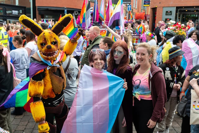 Wigan Pride parade through the streets of Wigan