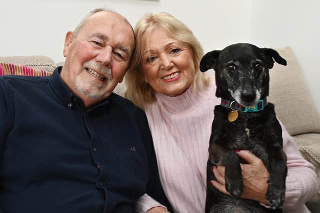 Peter Hurst and wife Cheryl appeared in a video with their dog Dotty to support The Christie's fund-raising appeal